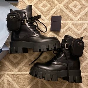 Authentic unworn Prada belted combat boots